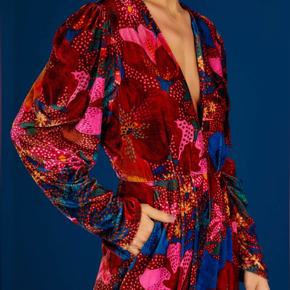 Farm Rio (S) Red Wild Life Jumpsuit NWT